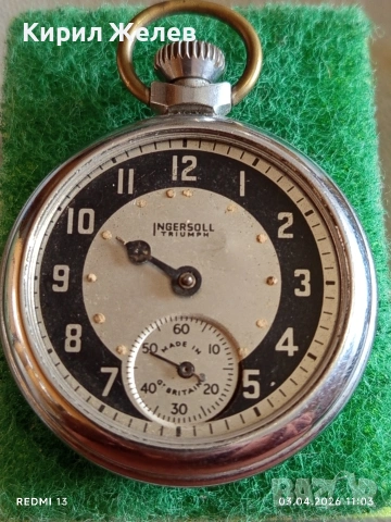Джобен часовник Ingersoll Triumph Britannia рядък за КОЛЕКЦИОНЕРИ 37524