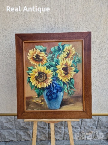 Страхотна антикварна авторска белгийска картина масло върху платно