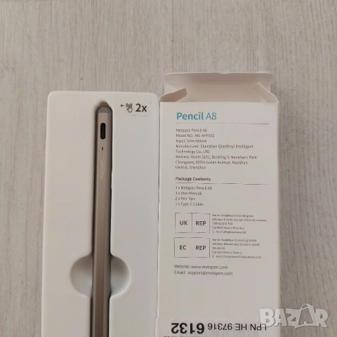 Професионална писалка Metapen Pencil A8 за iPad | Space Gray | Пълен комплект, снимка 2 - Таблети - 53605297