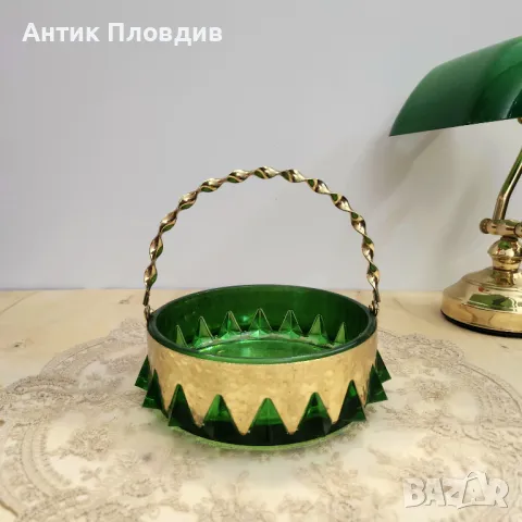 Винтидж ръчно изработена кристална кошница "Brama" с месингови акценти, снимка 9 - Декорация за дома - 49434831