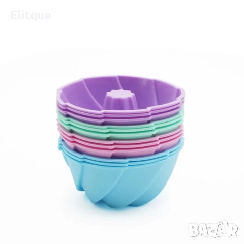 Комплект от 12 броя силиконови форми за мъфини, снимка 8 - Форми - 52897252
