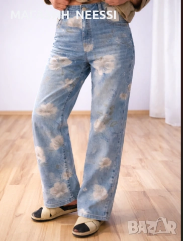 Яки дънки с цветя 