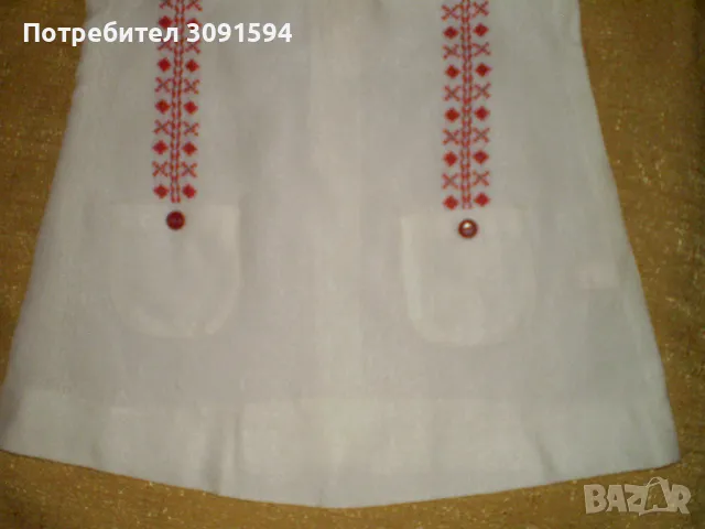 Ретро ръчно бродирано детска рокля червена бродерия, снимка 3 - Други ценни предмети - 50415012