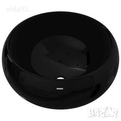vidaXL Керамична мивка, кръгла, черна, 40x15 см(SKU:142737