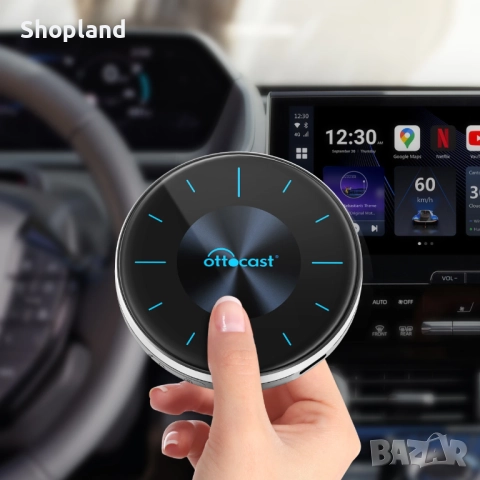 Безжичен адаптер, съвместим с Apple CarPlay и Android Auto, Ottocast P3 8GB128GB, Netflix  YouTube  , снимка 3 - Аксесоари и консумативи - 51889979