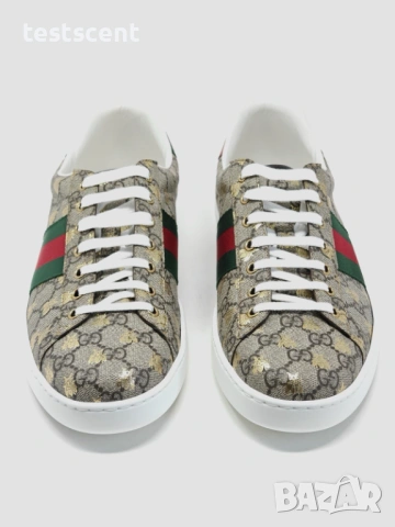 Мъжки кецове Gucci Ace Sneakers Beige GG Supreme Golden Bee EU 46.5 UK 12.5 US 13 Нови с кутия, снимка 2 - Кецове - 53490019