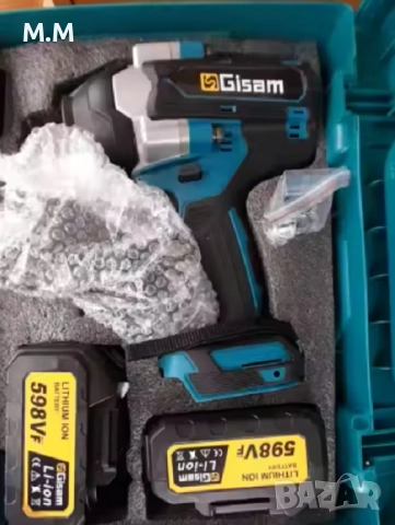 Gisam Безчетков ударен гайковерт 1/2 инчов 1800N.M 18V две батерии, снимка 8 - Винтоверти - 52668810