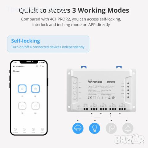 SONOFF 4CH PRO смарт WiFi реле, снимка 2 - Друга електроника - 46597564