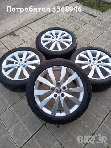 Джанти оригинални Шкода 17" 5х112 с гуми 205/50/17 Skoda Octavia
