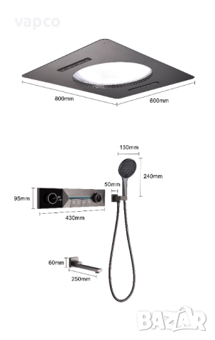 Дизайнерска душ система с таванен душ за вграждане Design D42, снимка 14 - Душове - 51488871
