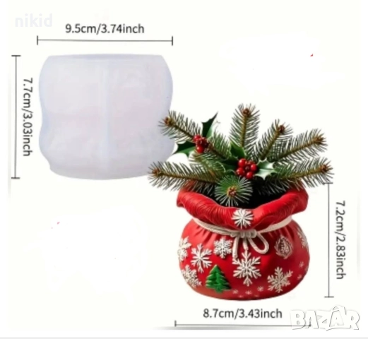 3D Коледен чувалче зимен коледен силиконов молд форма смола гипс свещ щоколад декор