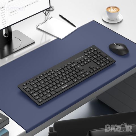 Комплект безжична клавиатура и мишка, 2,4 GHz USB клавиатура, мишка, пълен размер QWERTY клавиатура, снимка 7 - Клавиатури и мишки - 45372462