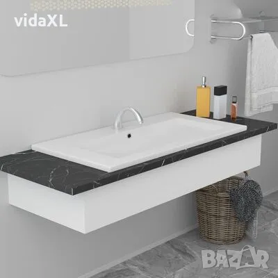 vidaXL Мивка за вграждане, 91x39,5x18,5 см, керамична, бяла(SKU:145063), снимка 2 - Мивки - 48184738