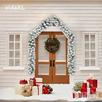 vidaXL Коледен гирлянд със сняг, зелен, 5 м, PVC(SKU:320967), снимка 2 - Други - 49226196