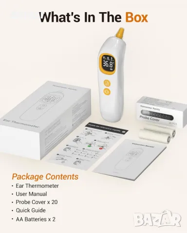 Високоточен термометър за ухо, бързо отчитане за 1 секунда, интелигентно разпределение по групи, снимка 8 - Други стоки за дома - 50412249