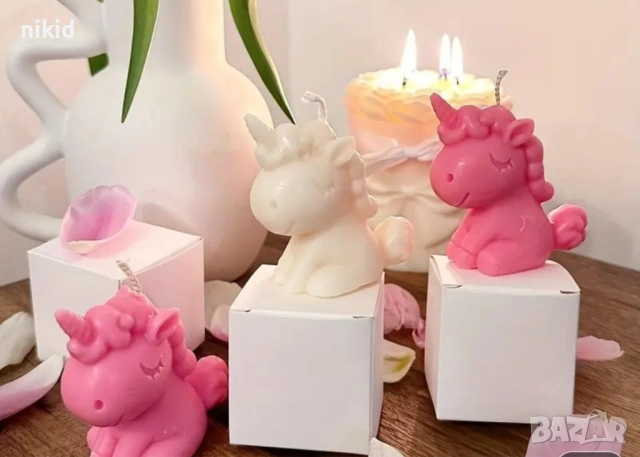 3d Еднорог unicorn силиконов молд декор украса фондан торта шоколад гипс смола бижута свещ, снимка 3 - Форми - 26285430