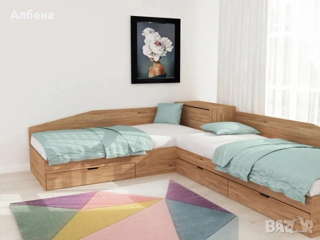 Ъглови легла с чекмеджета 82/190 см – практично решение за малки пространства