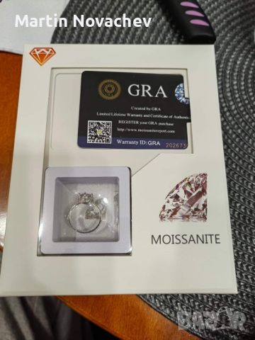 Сребърен пръстен с мойсанит диамант 2 карата (сертификат), снимка 7 - Пръстени - 45293713
