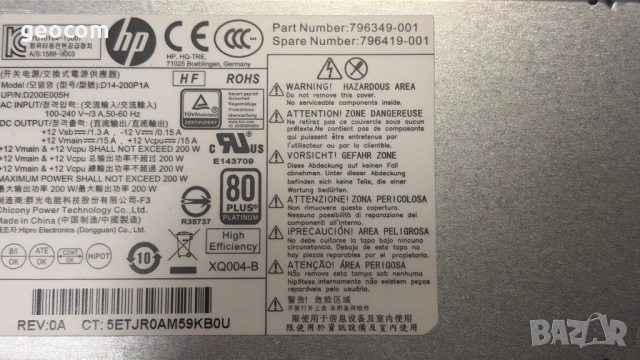 HP Pro/EliteDesk 600/705/800-G2 захранване (HP SPS: 796349-001), снимка 3 - Захранвания и кутии - 45851331