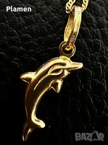 НОВО ЗЛАТНО КОЛИЕ С ВИСУЛКА ДЕЛФИН 585/1000 2.06 ГРАМА, снимка 6 - Колиета, медальони, синджири - 53460006