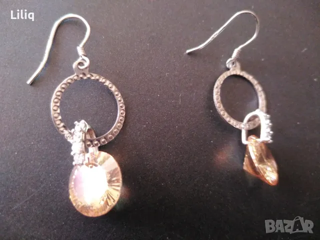 Нежни сребърни обеци с цитрин, снимка 1