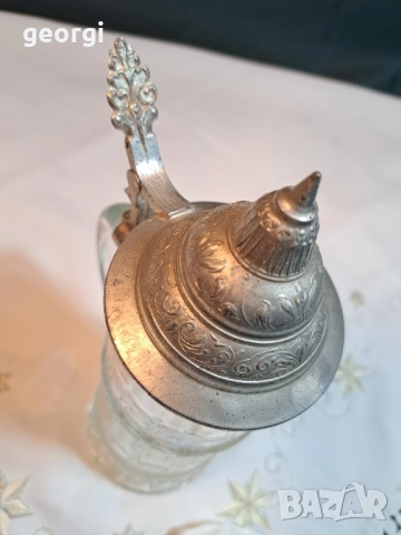 ретро немска халба за бира с калаен похлупак 28/5, снимка 5 - Антикварни и старинни предмети - 51970495