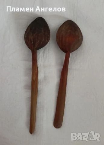 Стари дървени лъжици 2 броя. , снимка 2 - Антикварни и старинни предмети - 51042042