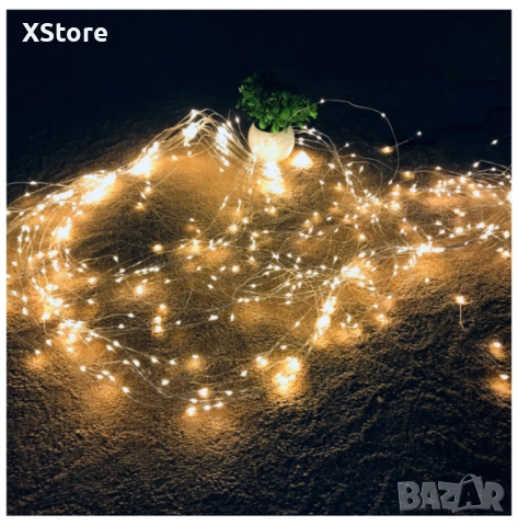 Декоративен сноп от 200 LED светлини, 100-240 V с щепсел, топло бяла светлина, снимка 11 - Лед осветление - 52440462