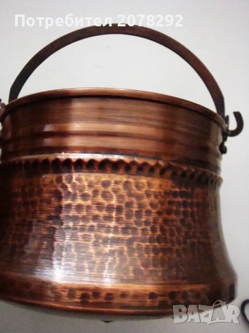 Медно,калайдисано котле от 80-те години на 20-ти век, снимка 4 - Антикварни и старинни предмети - 53837769