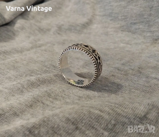 Красив оригинален сребърен пръстен със скандинавски викингски мотиви. 925. 7,1 гр., снимка 5 - Пръстени - 53404515