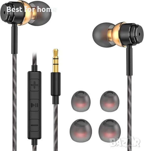 Кабелни слушалки HOISTAC с кабел, стерео слушалки с микрофон