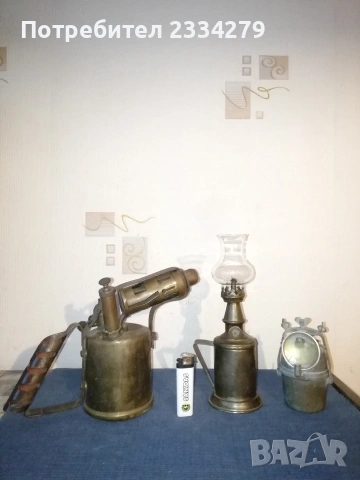 Три броя уникални лампи: карбитна, газена, бензинова-керосинова. , снимка 2 - Антикварни и старинни предмети - 53395061