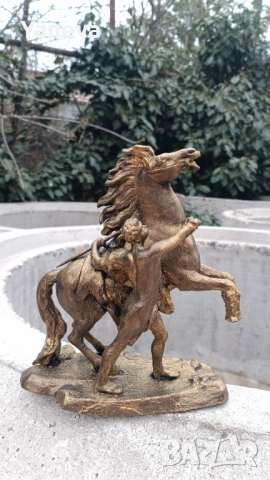 Метална , френска статуетка „Конете от Марли“ от скулптора Гийом Кусту. , снимка 6 - Статуетки - 54027811
