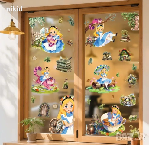 Алиса в страната на чудесата самозалепващ стикер лепенка стена мебел прозорец детска стая детски , снимка 2 - Други - 53740952