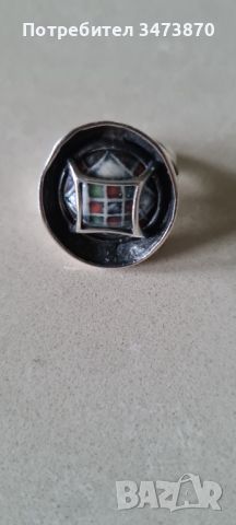 Авторски сребърен пръстен с керамика , снимка 1 - Пръстени - 45957629