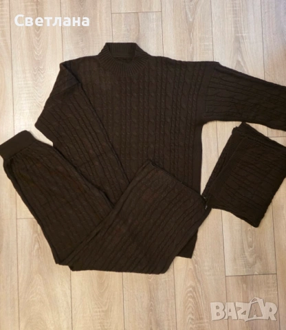 Комплект финно плетиво в ЗЕЛЕНО СИНЬО КАФЯВО , снимка 4 - Комплекти - 52913332