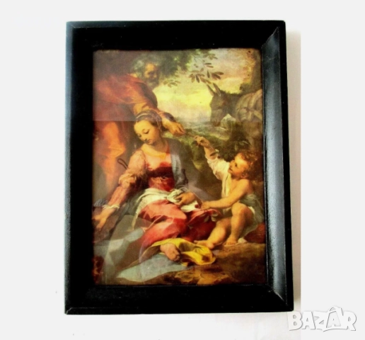 Стара католическа икона на Божието семейство, снимка 9 - Антикварни и старинни предмети - 51463270