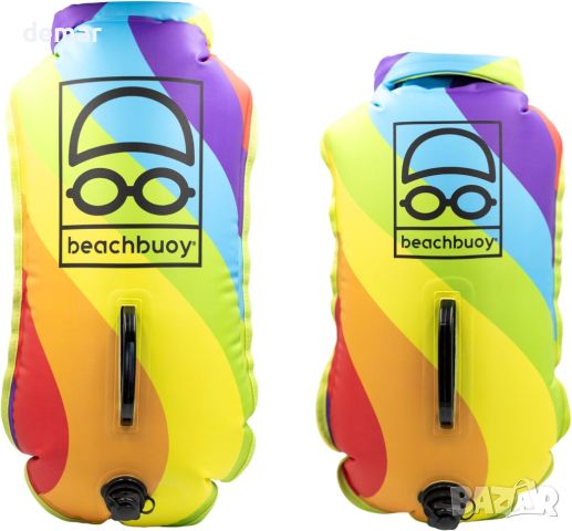 BEACHBUOY® Rainbow Буй за плуване, плувка за теглене с вградена суха чанта