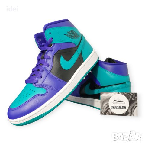 Маратонки Nike Air Jordan 1 Mid Black Grape (W) Найк, снимка 1 - Детски маратонки - 46125487