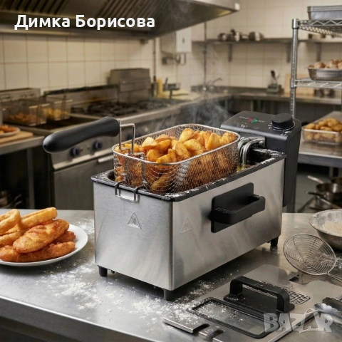 Електрически фритюрник Cheffinger CF-EDP3.0 3L, 2000W, неръждаема стомана, регулируема температура, снимка 3 - Фритюрници - 53971469