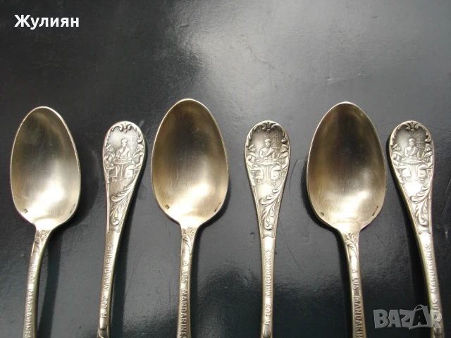 КОМПЛЕКТ ПОСРЕБРЕНИ ЛЪЖИЧКИ ЗА КАФЕ CHRISTOFLE A LOS MANDARINES , снимка 3 - Антикварни и старинни предмети - 50492391