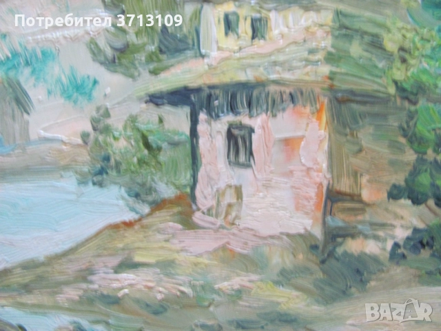 Майсторска стара Картина масло, картон , 31х20см., снимка 7 - Картини - 51522012