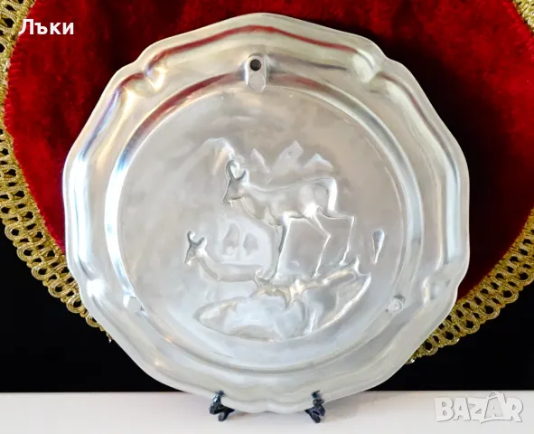 Пано от калай Планински кози,ловна картина. , снимка 4 - Антикварни и старинни предмети - 49816537