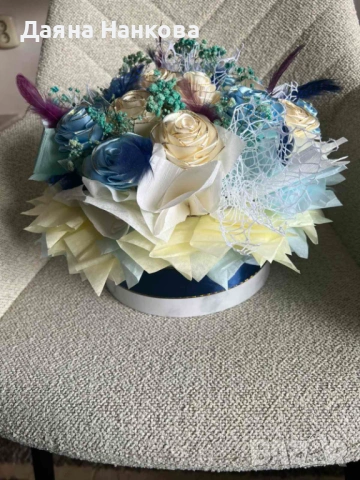 Ръчно изработена кутия със сатенени рози 