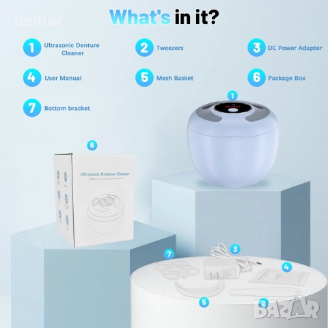 Ултразвуков почистващ апарат за протези, TechKen 45khz с UV светлина, снимка 6 - Други - 52521423