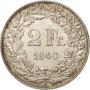 Два сребърни франка 1940 г., монета от Швейцария (демонетизирана 1971 г.), снимка 1