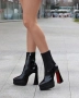 Боти на ток - черен лак и ластик - YSV5 , снимка 2