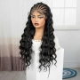 Екзотична черна синтетична перука с пълзящи плитки и къдрава дължина 70 см - Lace Front 13x6, снимка 6