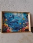 Диамантен гоблен делфини-готов и рамкиран, снимка 1