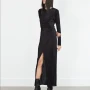 ZARA дълга черна рокля солей, снимка 3